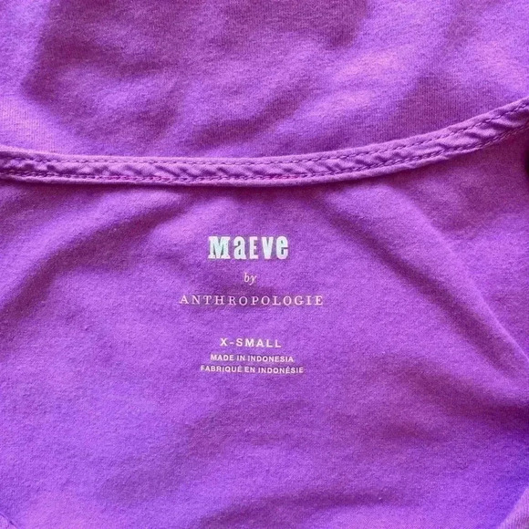 Women's Maeve Anthropologie Purple Rouched Butterfly Short Sleeve Blouse Size XS - Picture 7 of 10